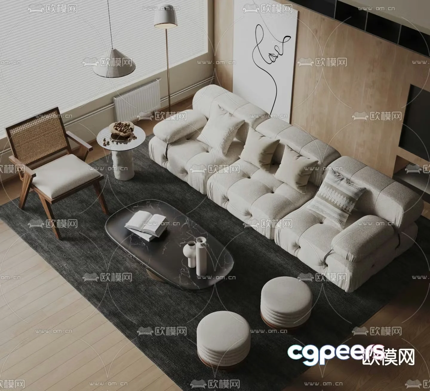 Wabi Sabi modular sofa 3d model