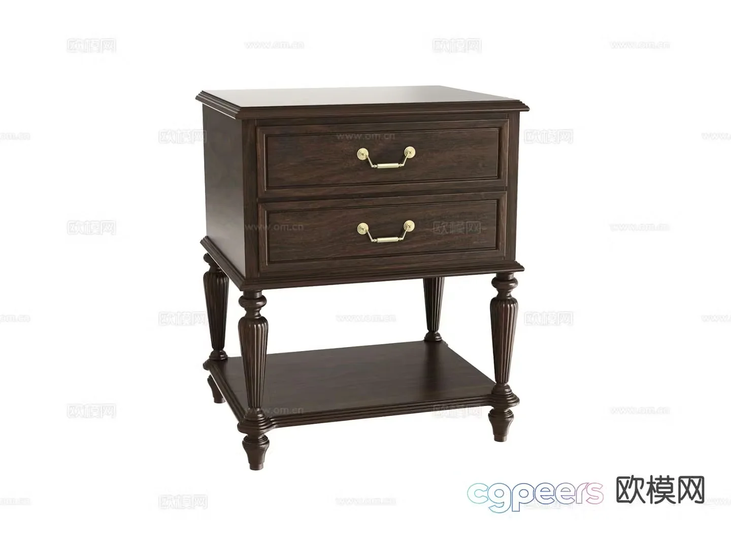 American bedside table 3d model