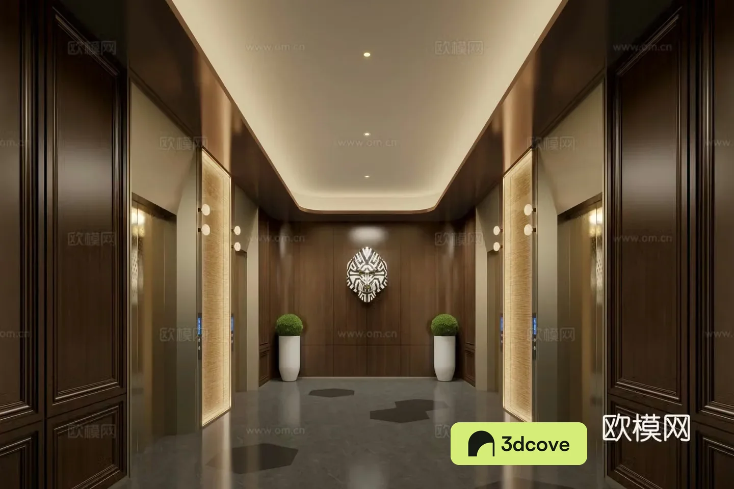Modern hotel elevator hall club elevator hall aisle elevator hall