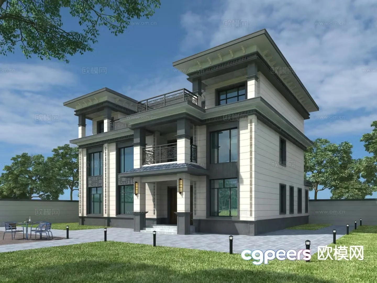 Single-family villa self-built house 3D model
