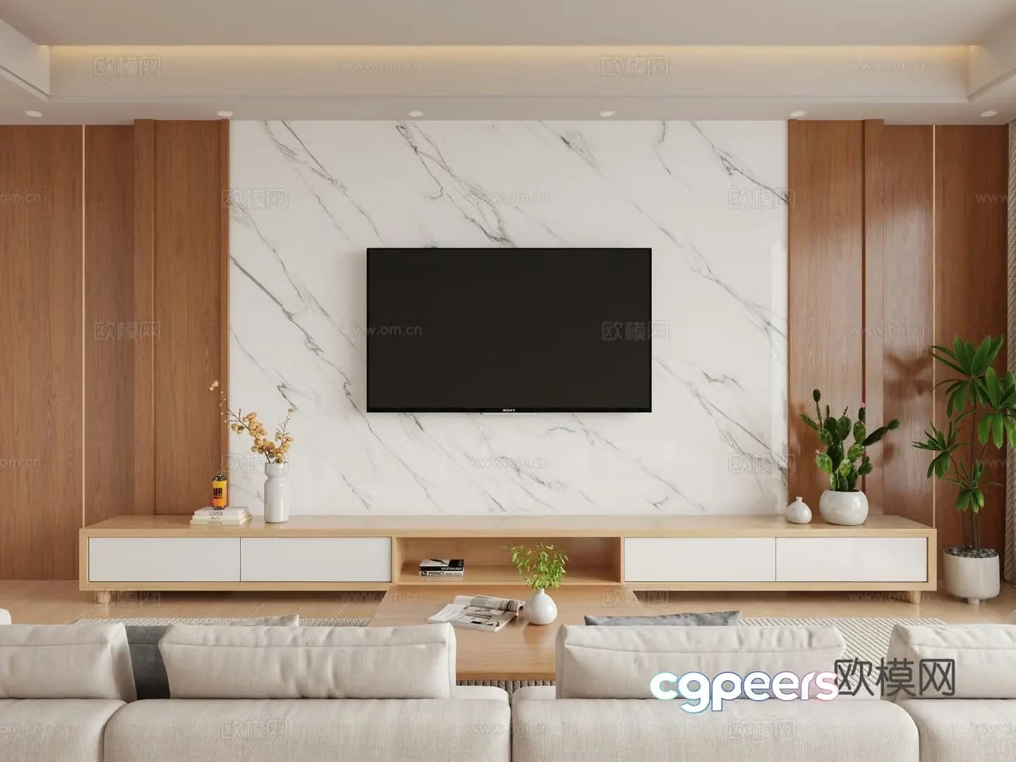 Modern background wall TV background 3d model