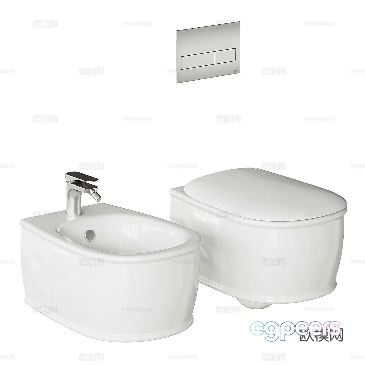 Modern wall-mounted toilet 3d model