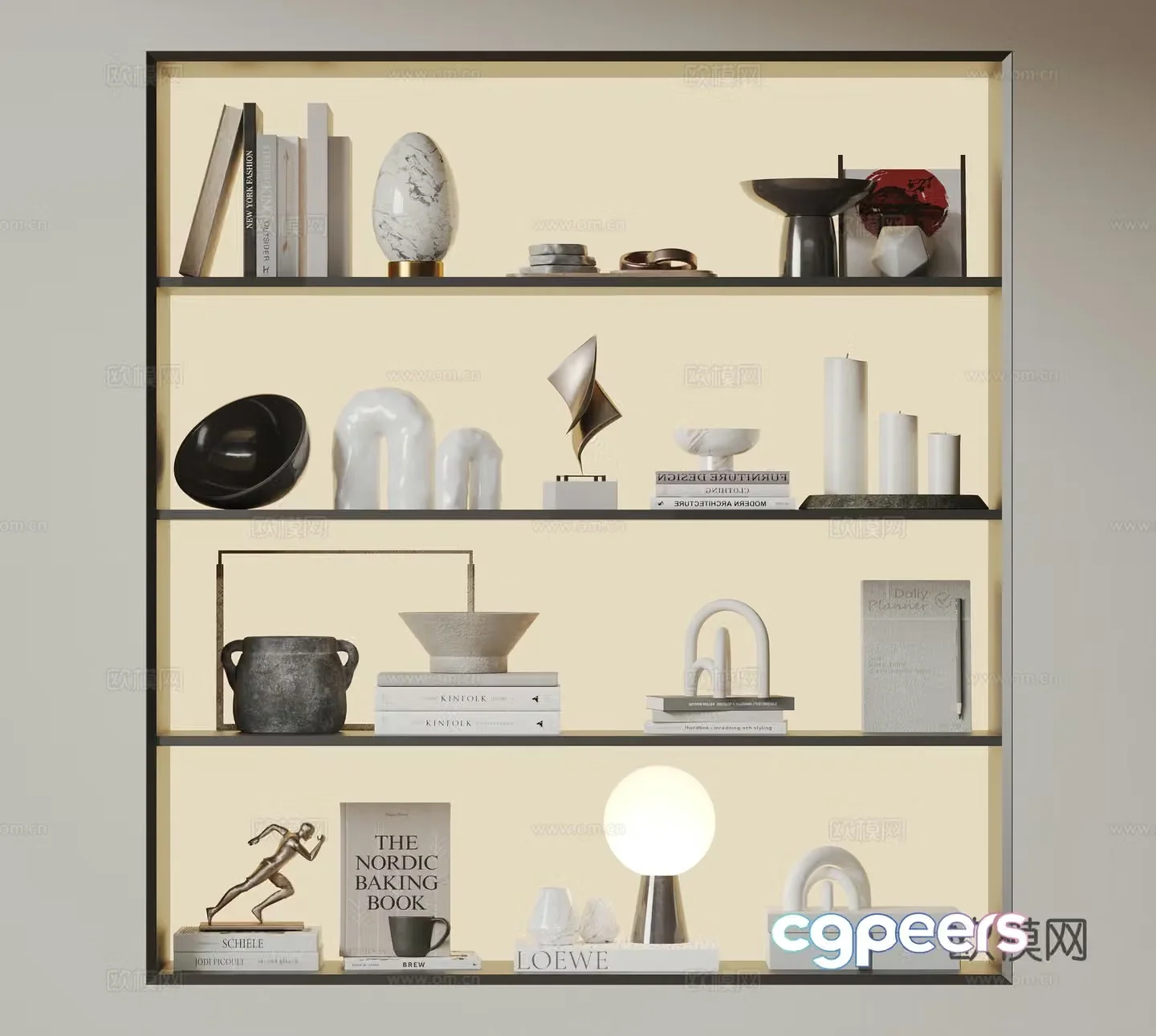 Modern ornament combination Minimalist ornament sculpture Books and books Vase ceramic 3d model