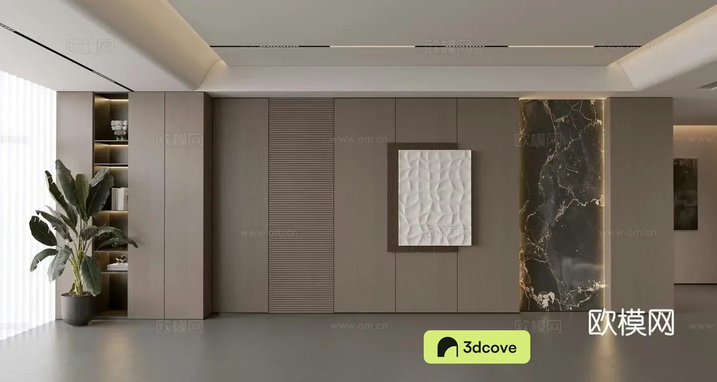 Modern Italian sofa background wall modern ornament balcony cabinet living room cabinet wood veneer background wall