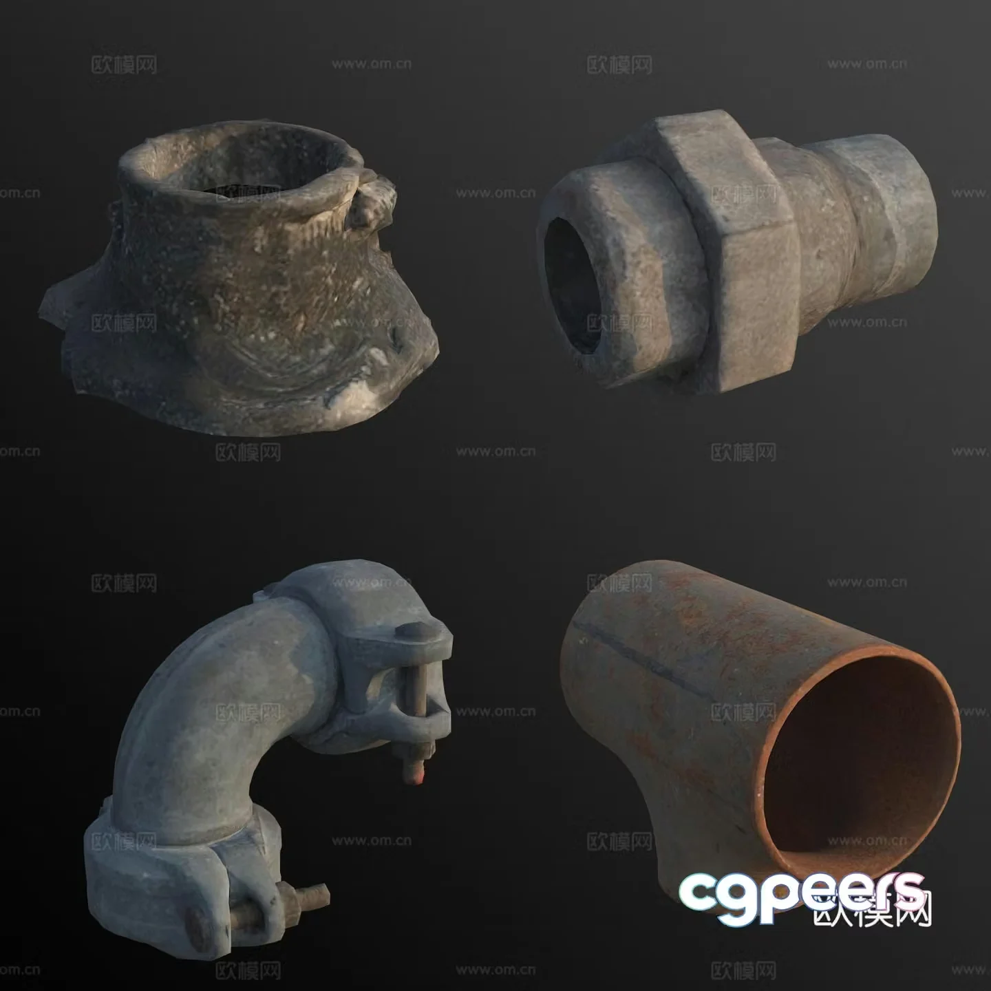 Pipe tee elbow joint hardware parts 3D model