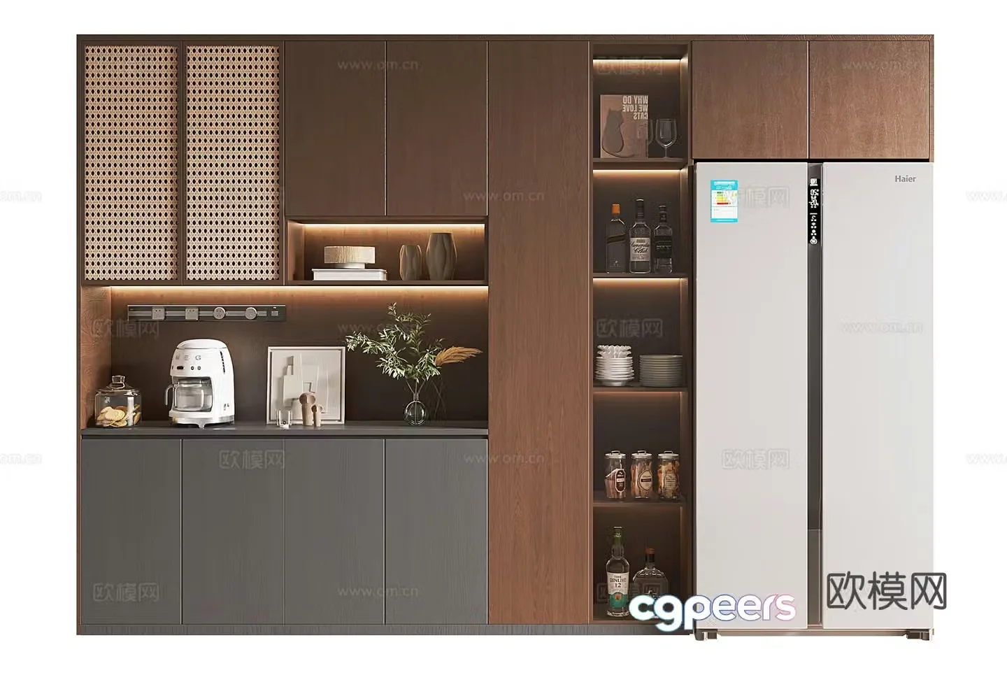Wasabi Middle-aged Wine Cabinet 3D Model