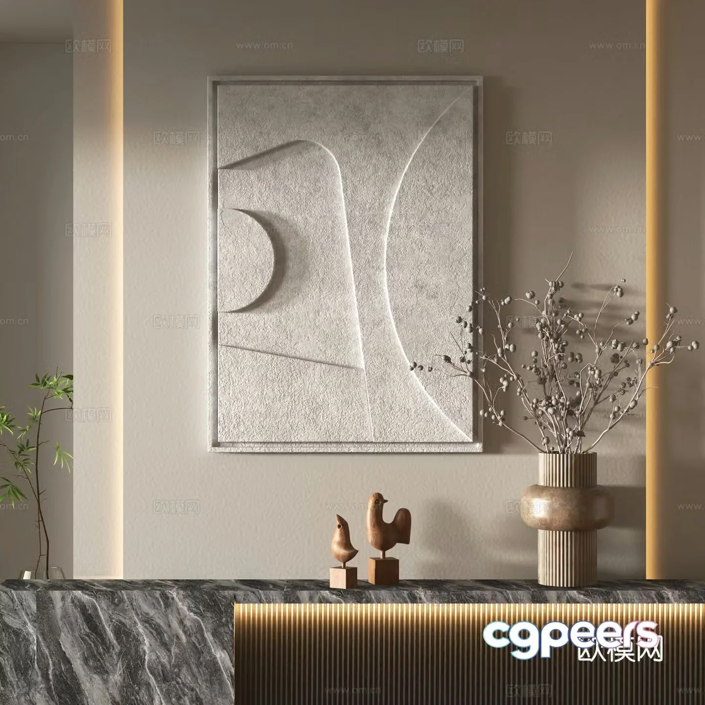 Wabi-sabi style three-dimensional painting texture painting 3d model