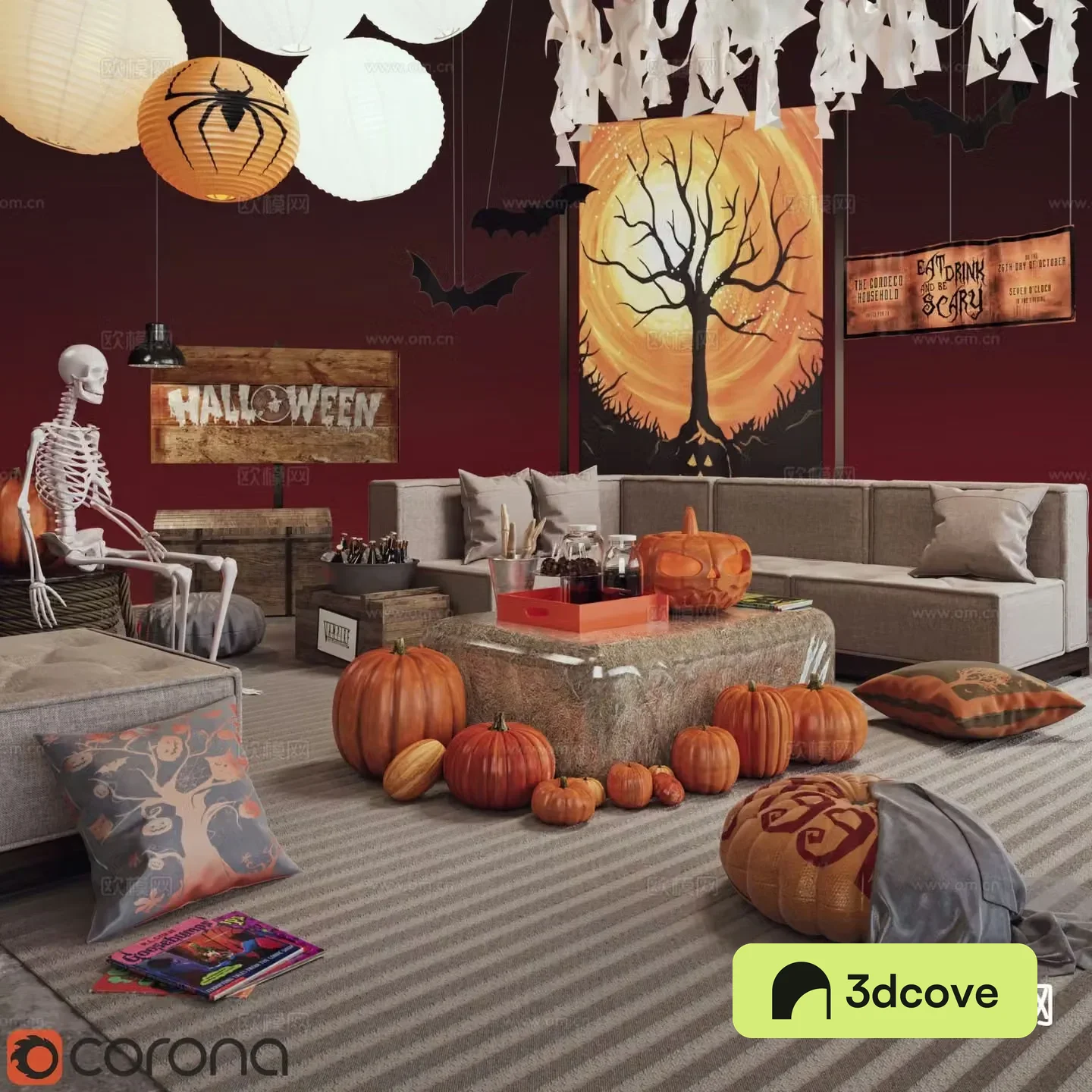 Halloween decoration pumpkin skull