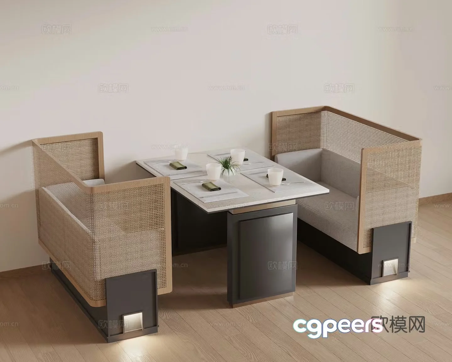 Modern dining table and chair 3d model