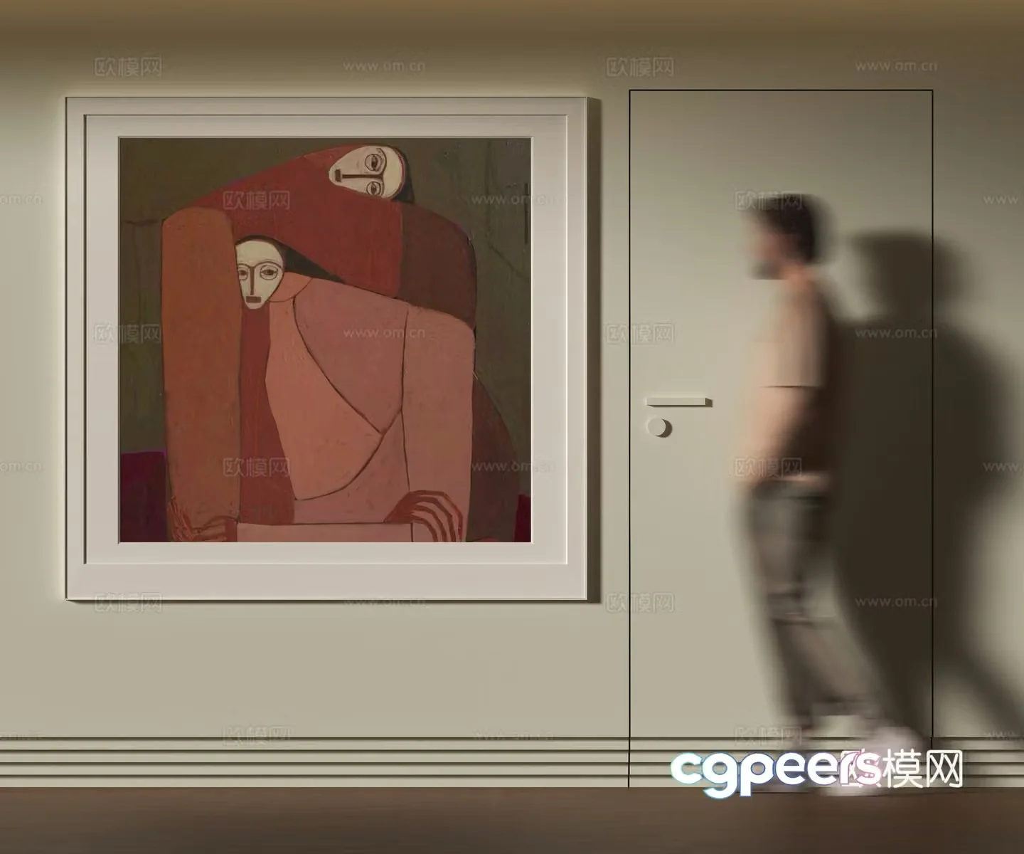 Modern abstract figure hanging painting 3d model