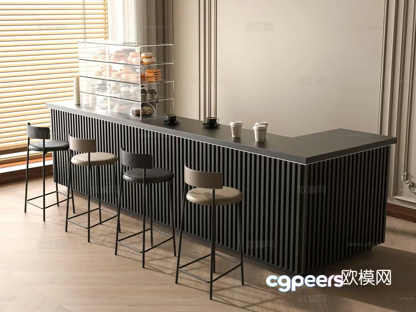 Modern cafe bar 3d model