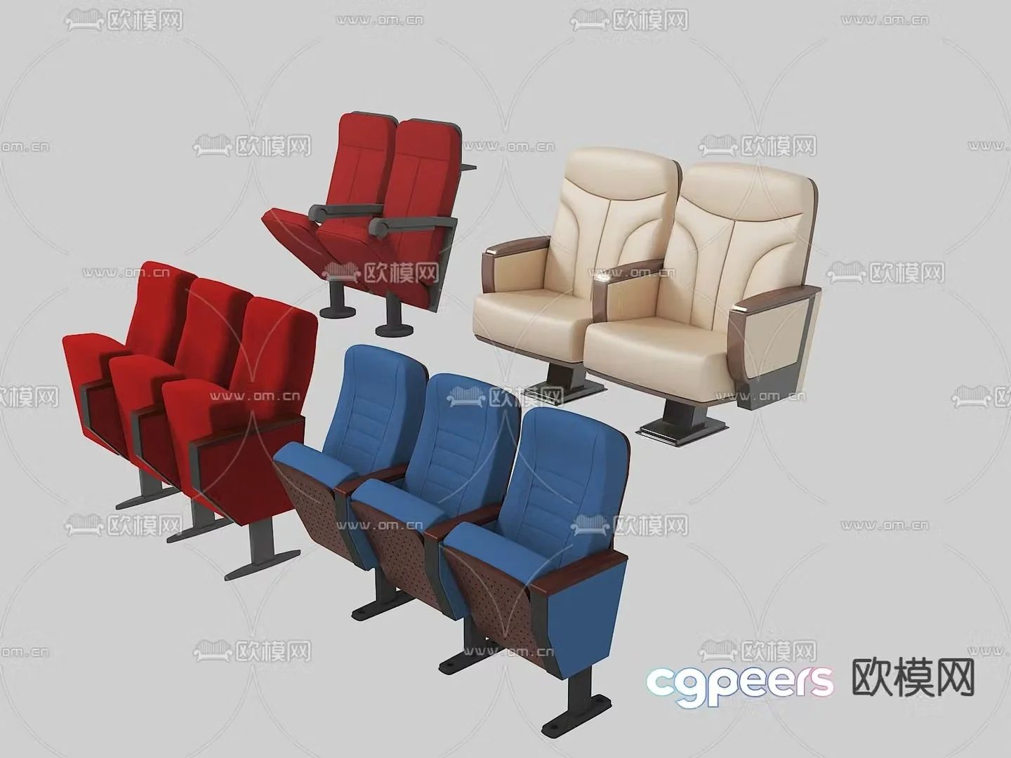 Lecture hall chair theater chair public chair 3d model