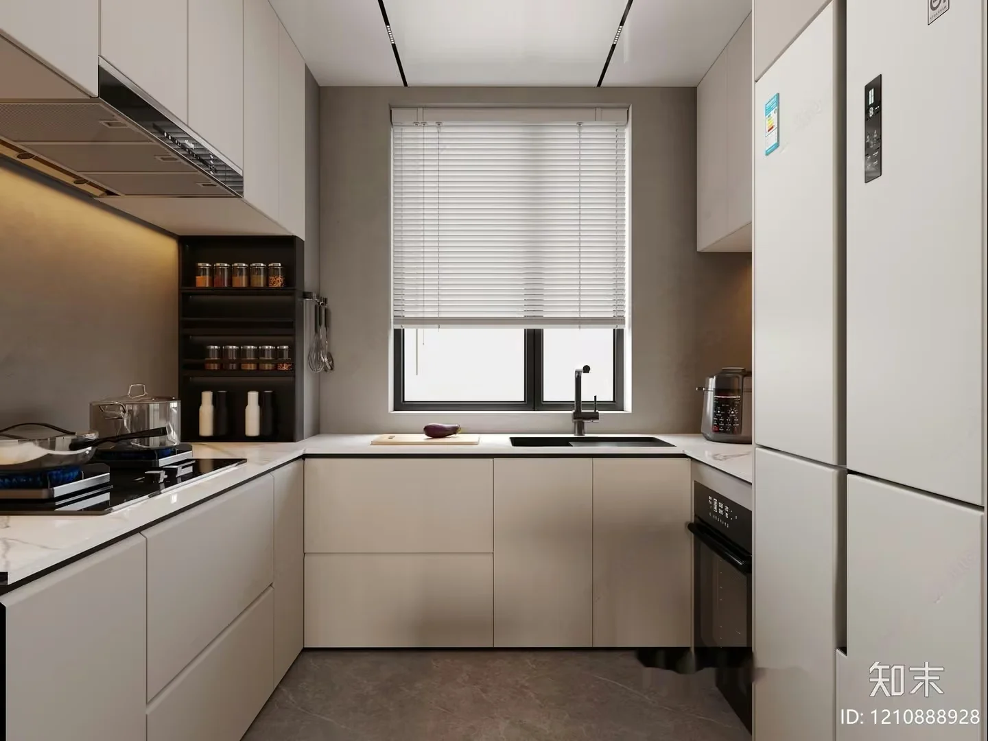 Modern Kitchen Space 3D Model – 3576 – VRAY Render
