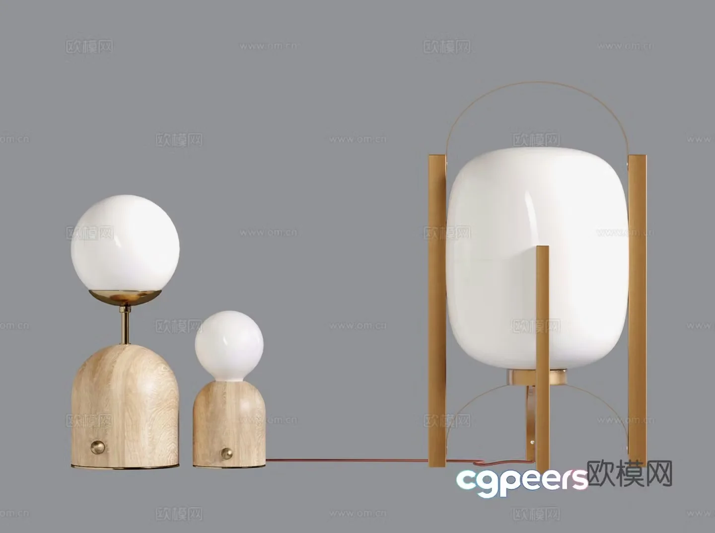 Log table lamp spherical table lamp 3d model