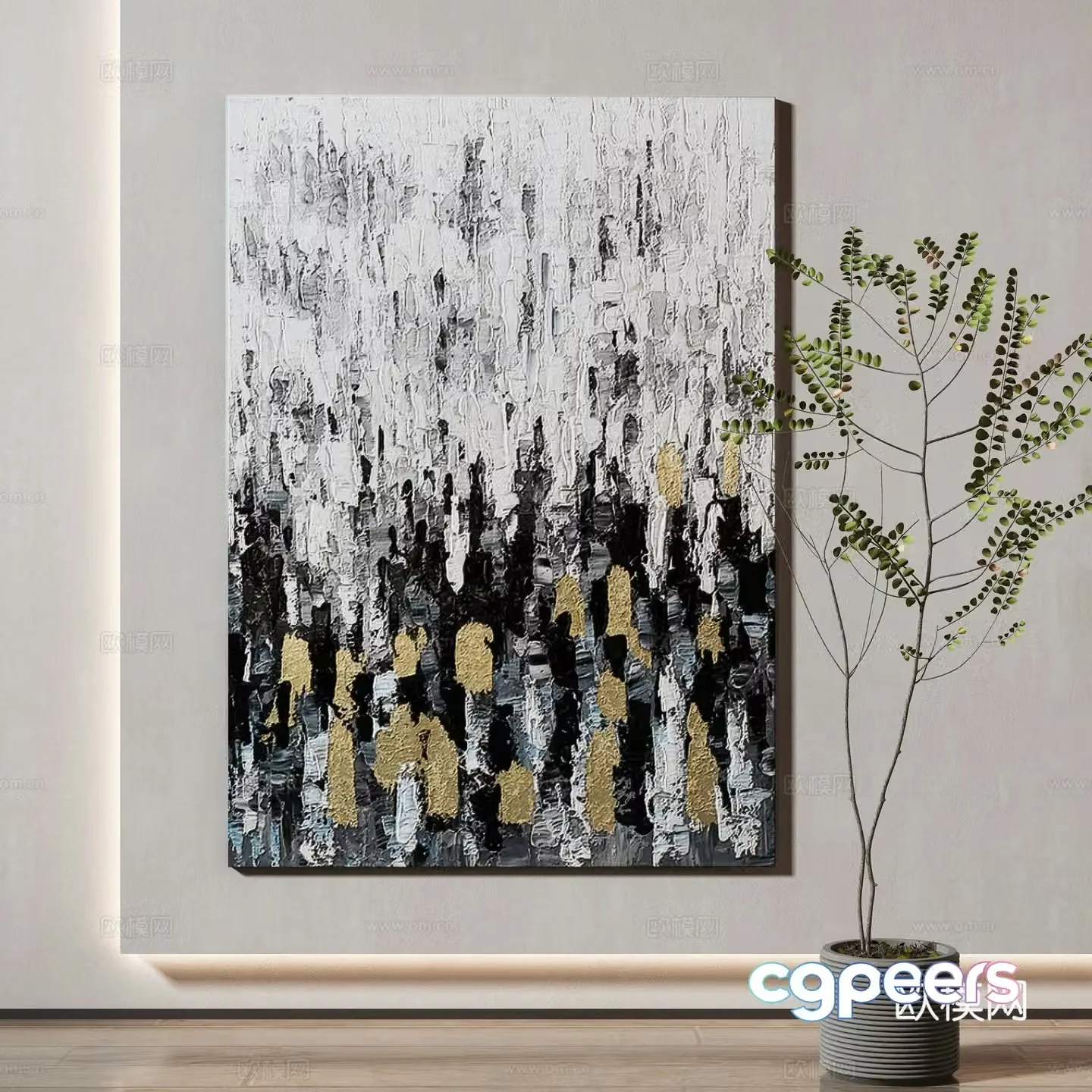 Modern decorative painting texture painting hanging painting 3d model