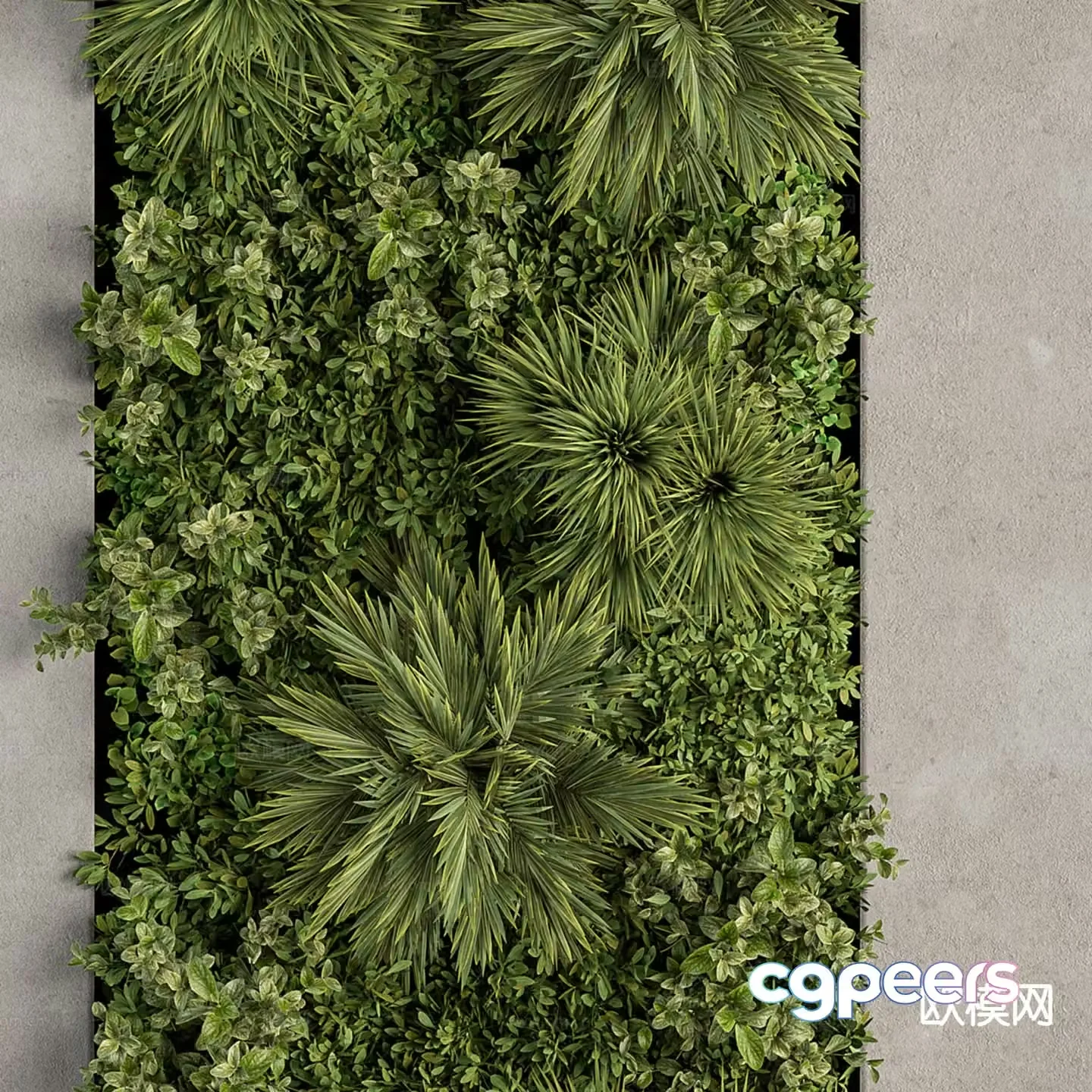 Modern green plants plant wall 3d model