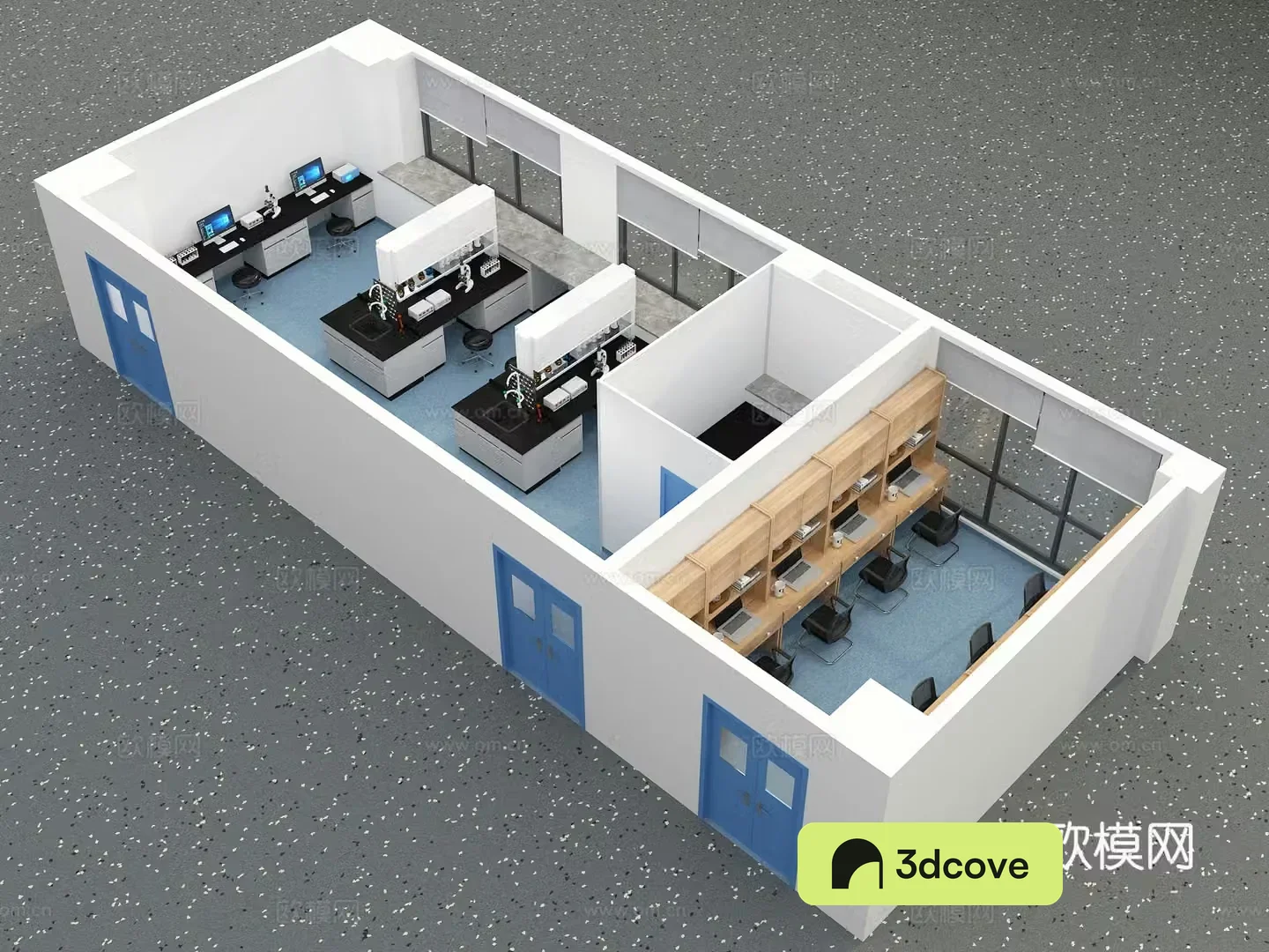 Modern laboratory aerial view