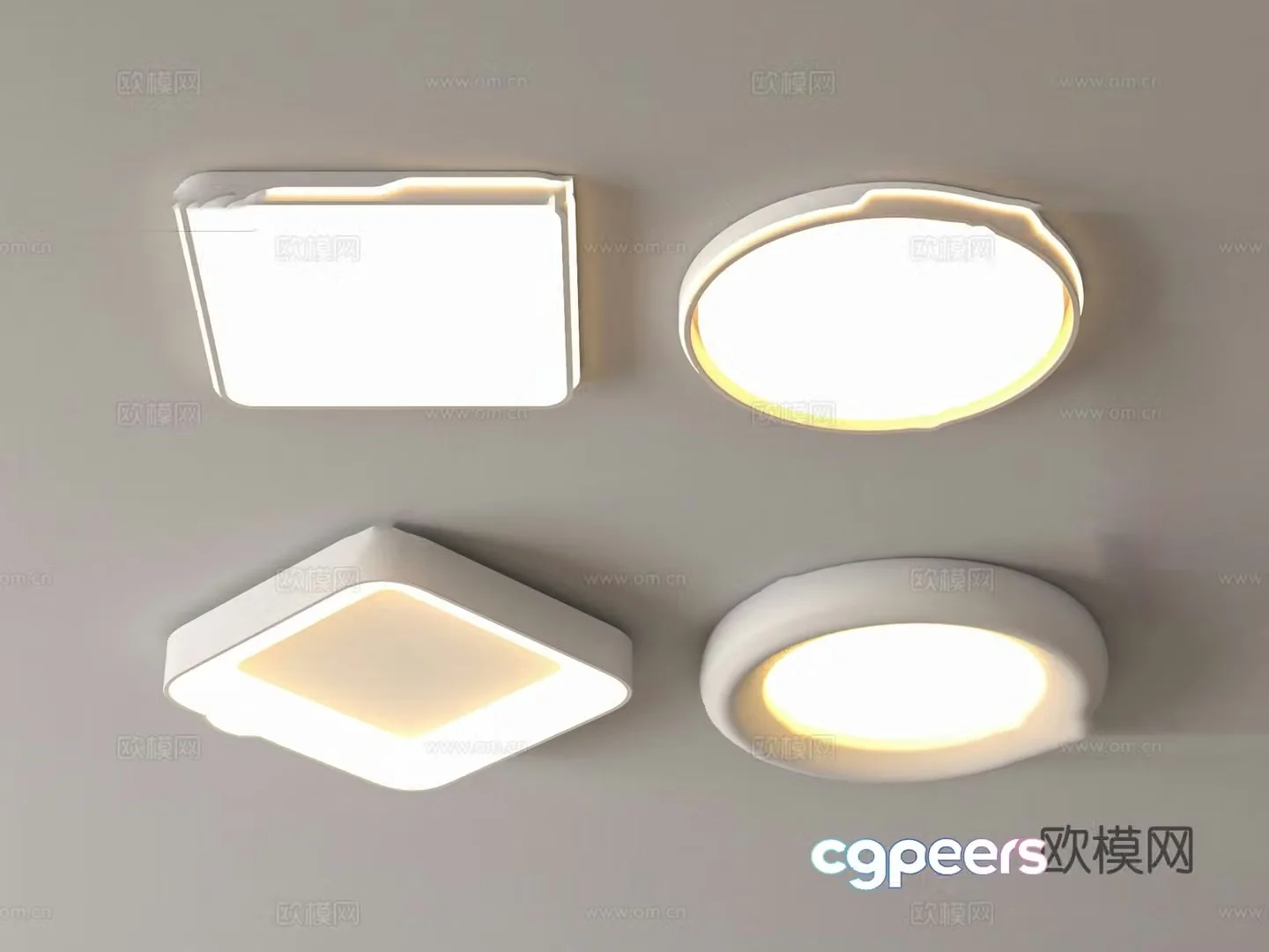 Cream style geometric ceiling lamp bedroom lamp 3d model