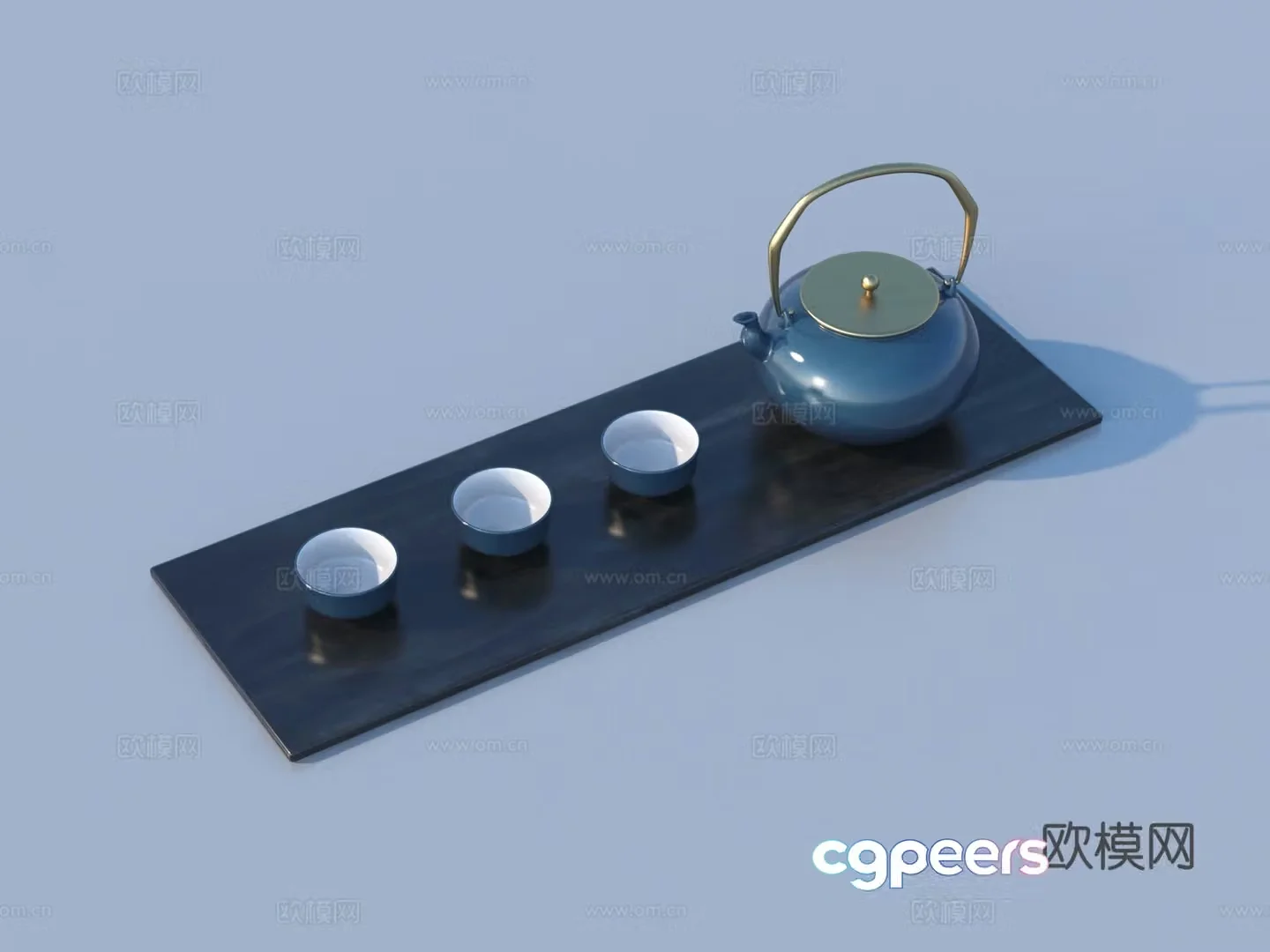 Tea set tea cup teapot tray 3d model