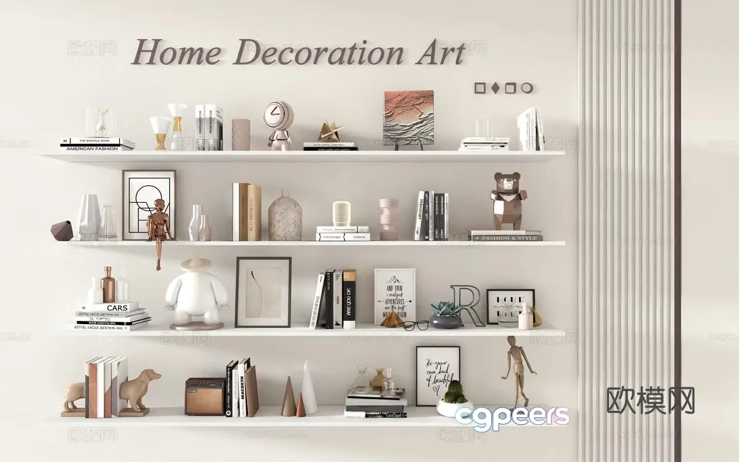 Decorative ornaments combination Art ornaments sculpture ornaments Light luxury ornaments books and books Decorative hanging paintings 3D model
