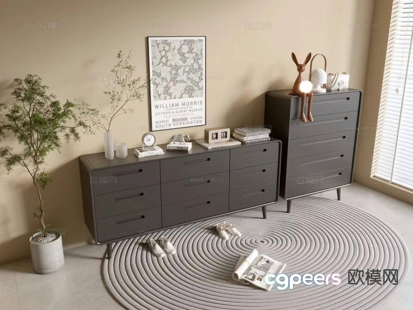 Modern black cabinet entrance cabinet drawer cabinet 3d model