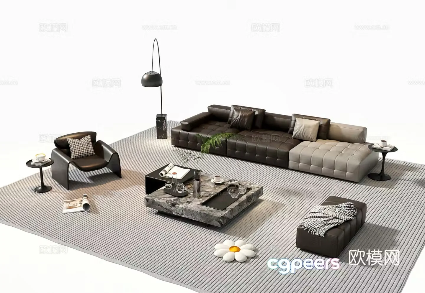 Italian sectional sofa 3d model