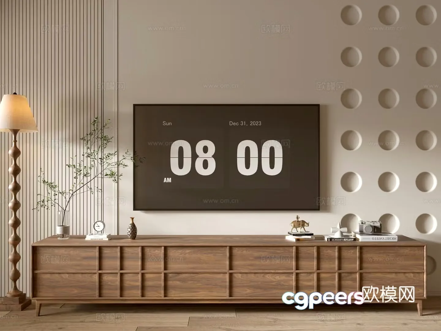 Modern wood grain TV cabinet simple side cabinet chest of drawers low cabinet whole cabinet side cabinet 3D model
