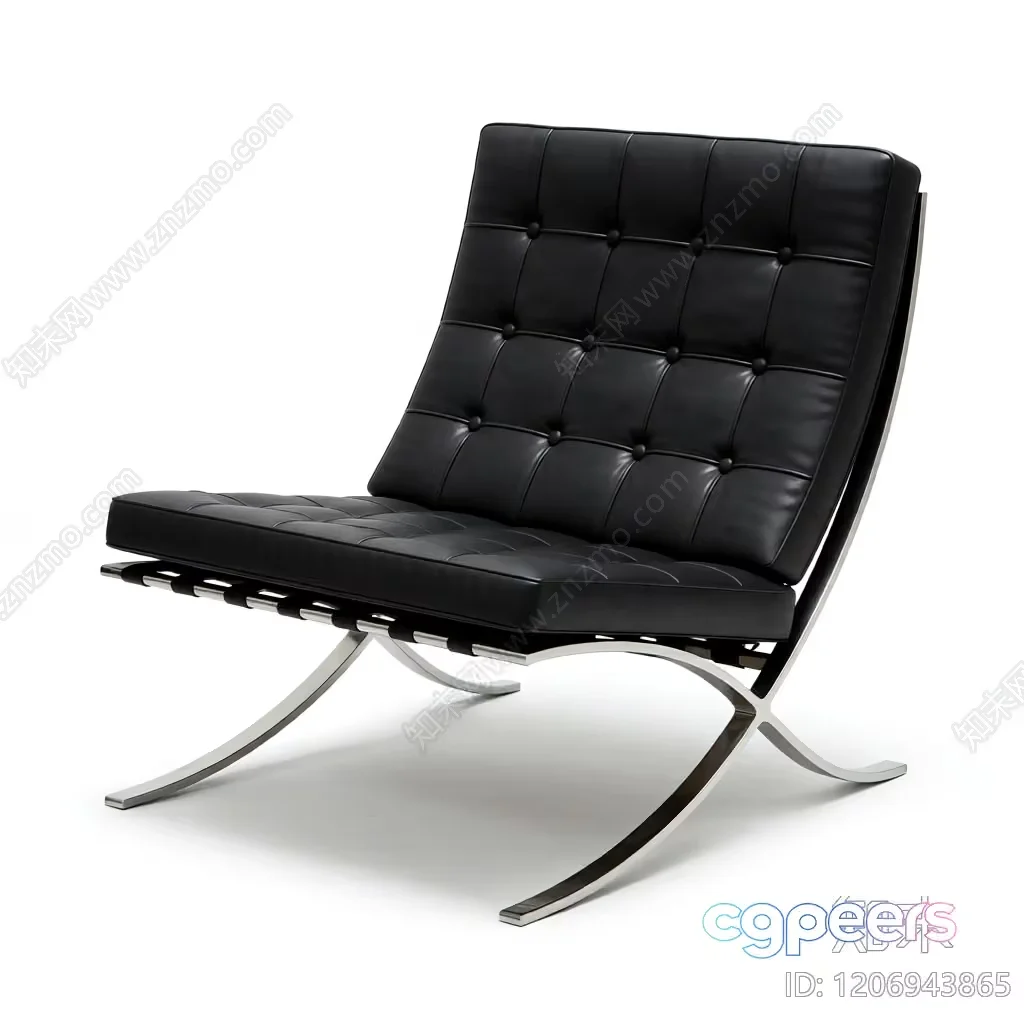 Modern Black Leather Chair 3D Model – 8658 – VRAY Render