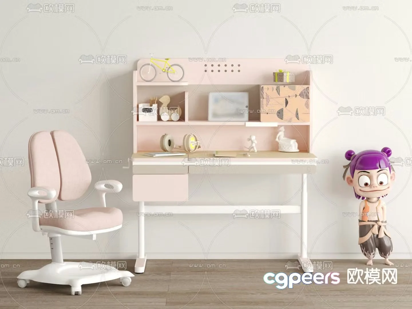 Children’s desk and chair homework table corrective chair 3D model