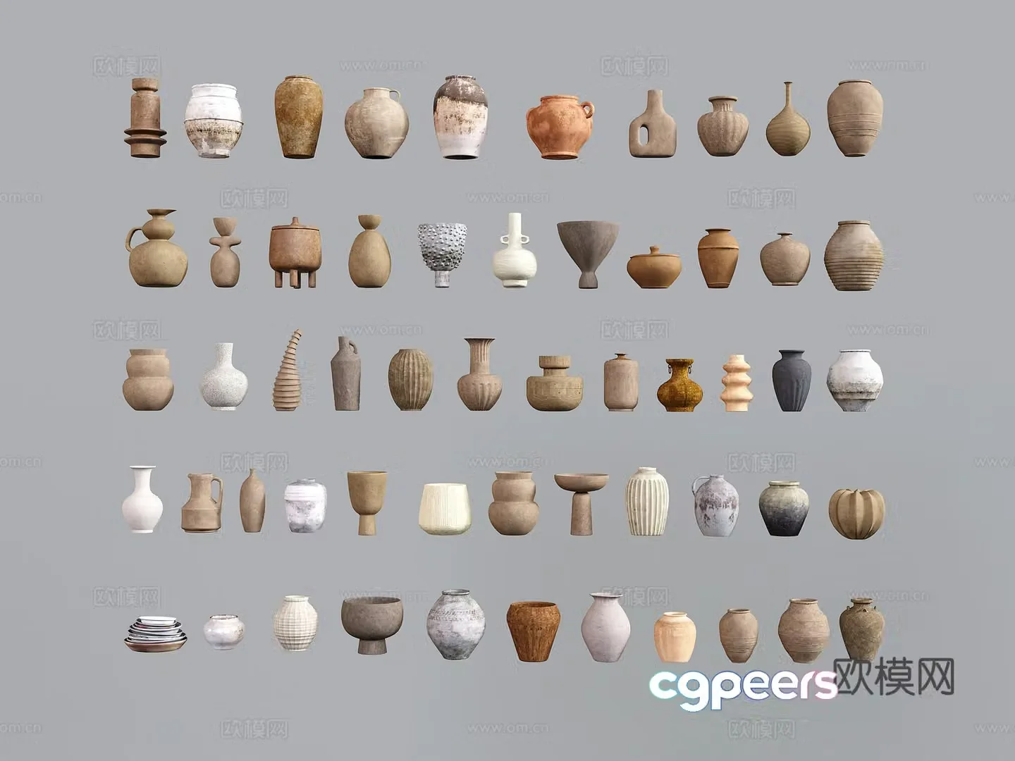 Medieval style ceramics utensils clay jars 3D model