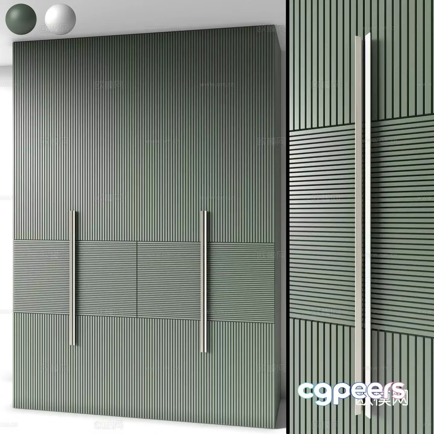 Modern Italian minimalist door wardrobe 3D model