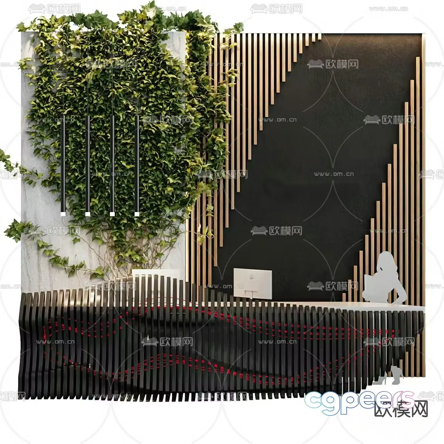 Modern front desk reception desk service desk 3d model