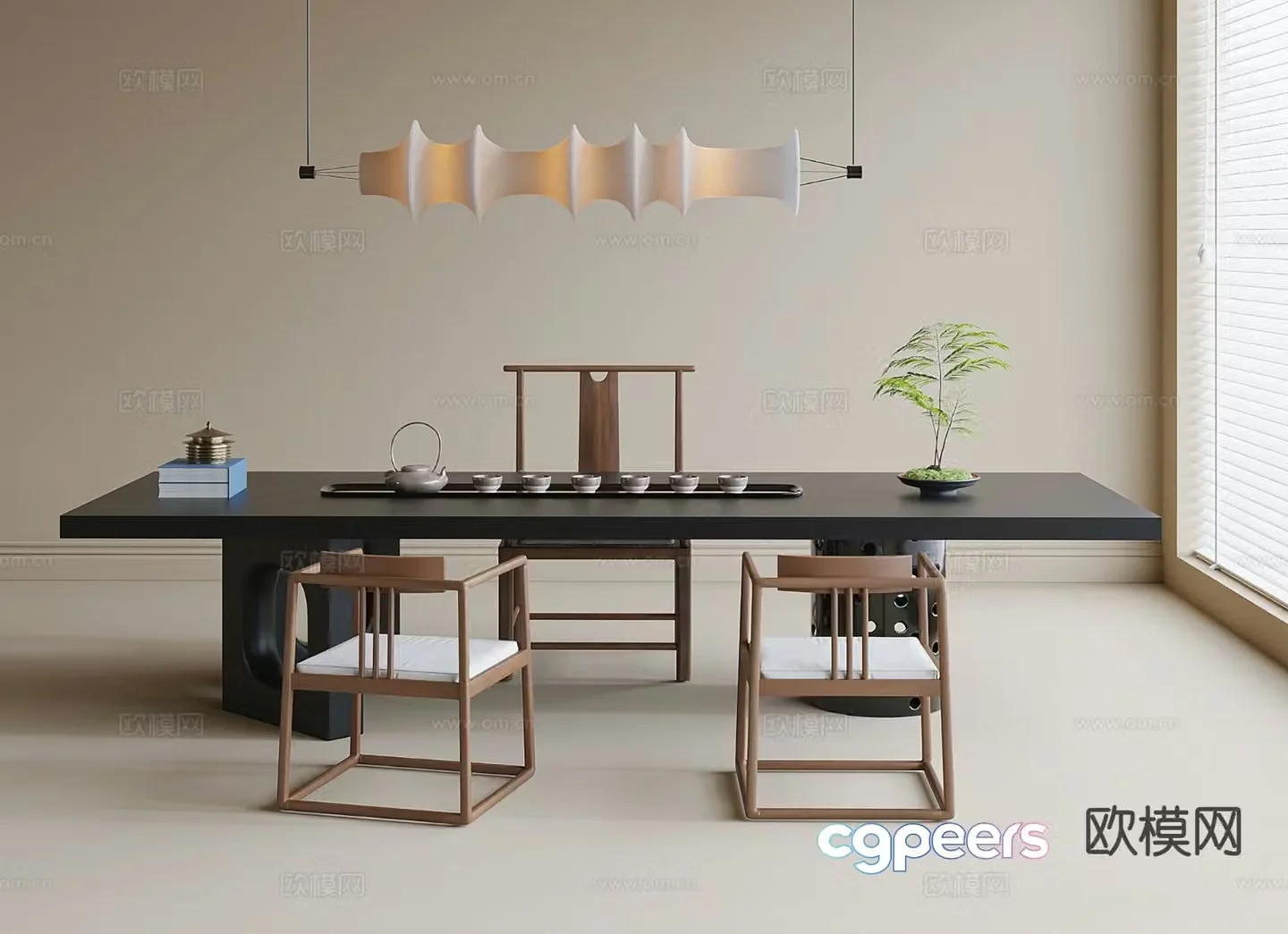 Modern tea table and chairs 3d model