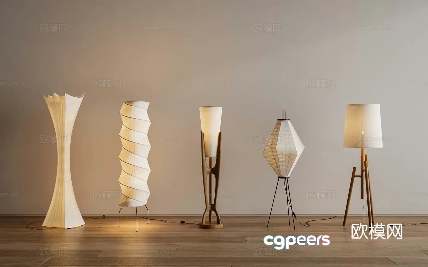 New Chinese style Chinese floor lamp Wasabi Middle Age floor lamp 3D model