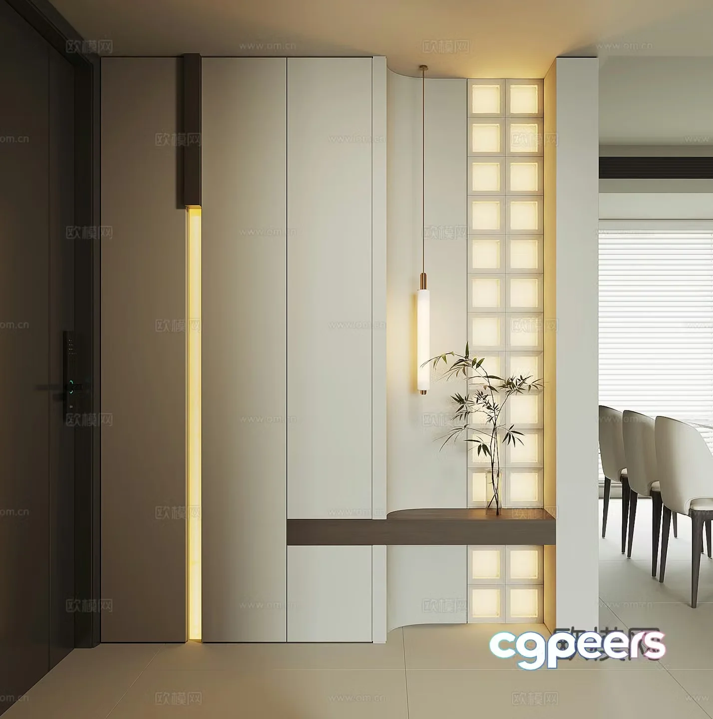 Modern home entrance shoe cabinet 3D model