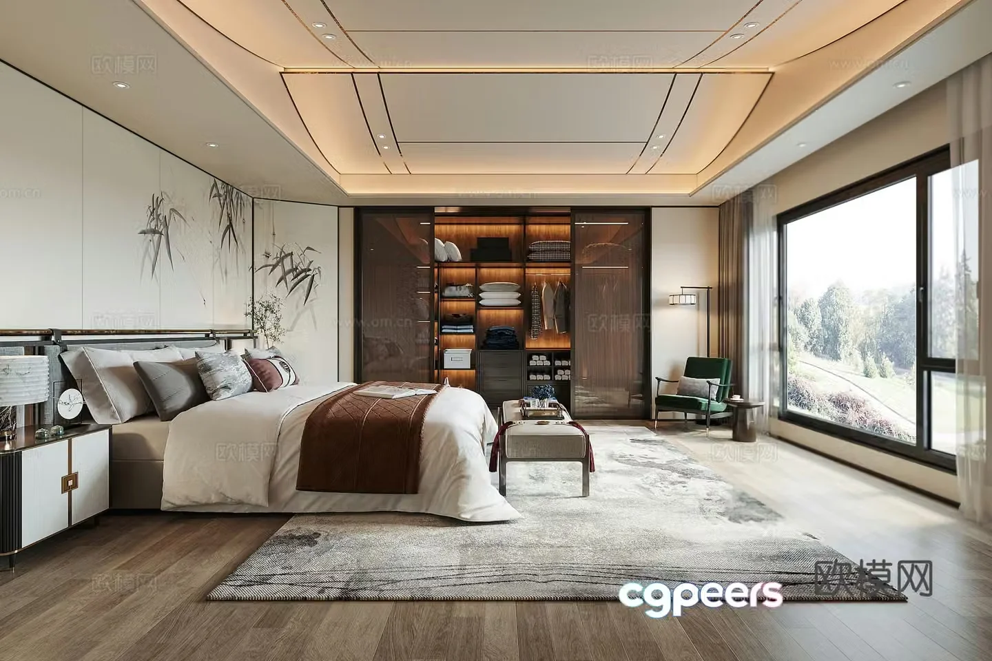 New Chinese style bedroom master bedroom 3d model