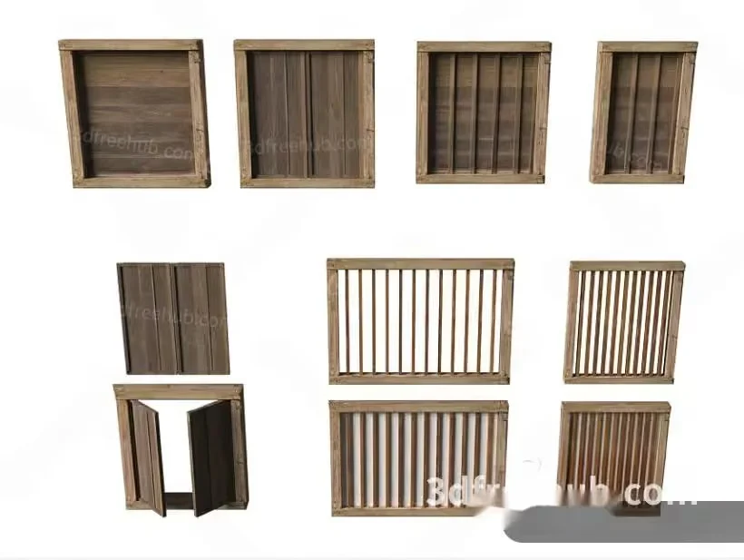 Wooden Window Shutters 3D Model – 20831 – VRAY Render