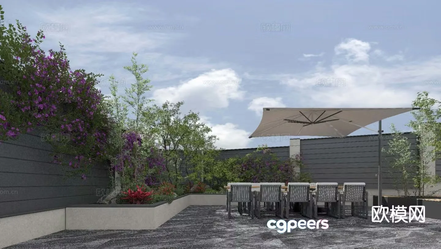Villa landscape courtyard landscape 3d model