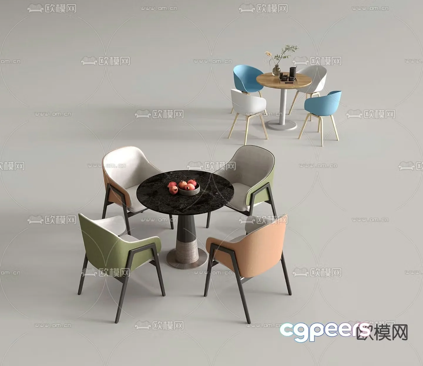 Modern leisure tables and chairs round tables negotiation tables and chairs 3D model