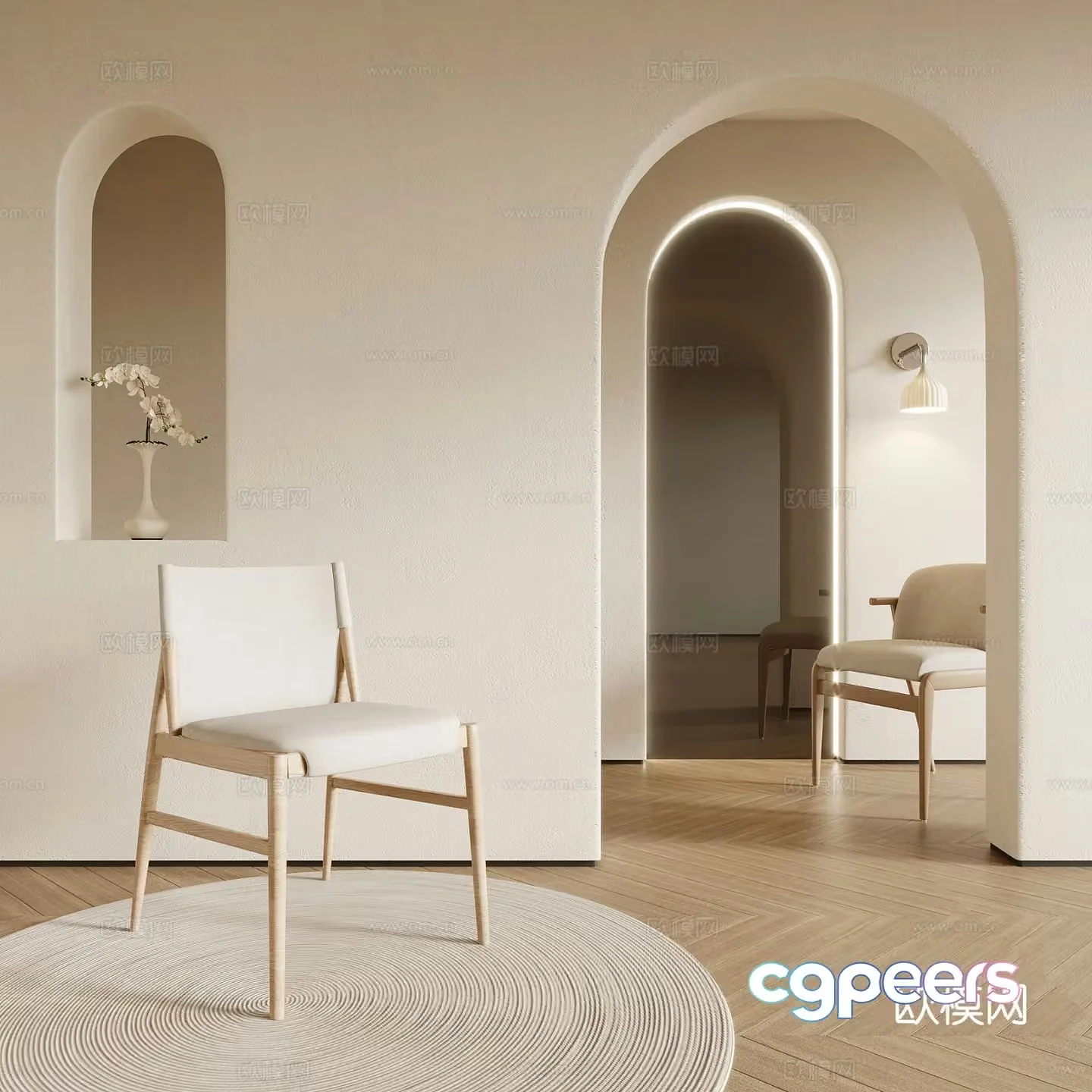 Modern cream style dining chair writing chair leisure chair 3d model 3d model