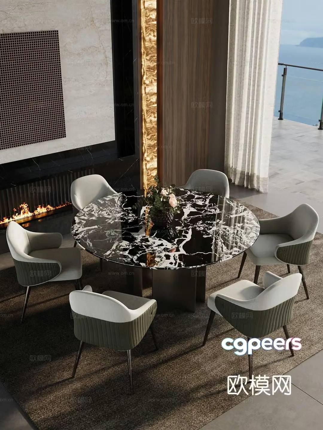 Italian dining table and chair 3D model