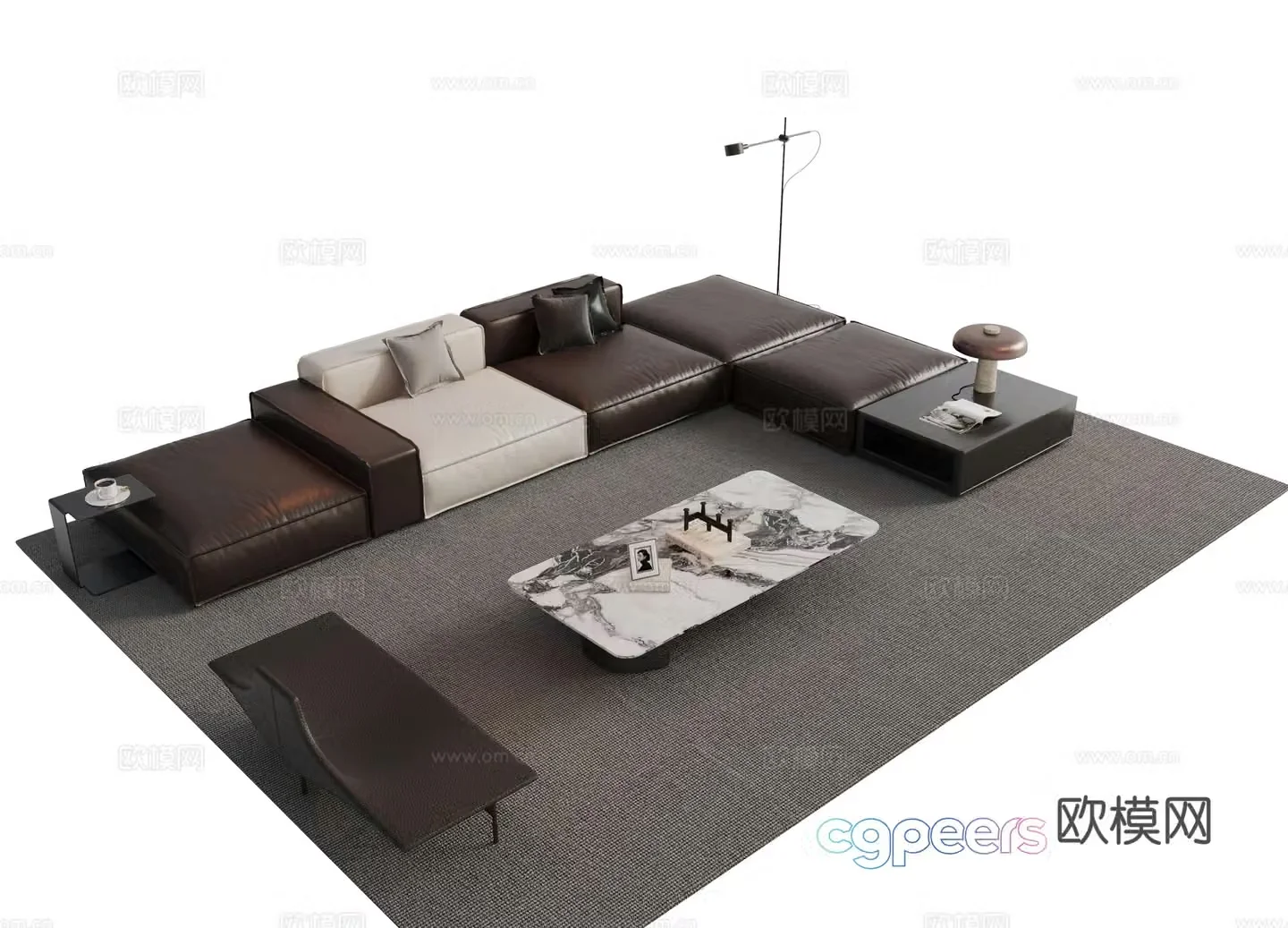 Modern Italian sofa combination Sofa coffee table combination Italian living room sofa Decoration ornaments Cloth 3D model