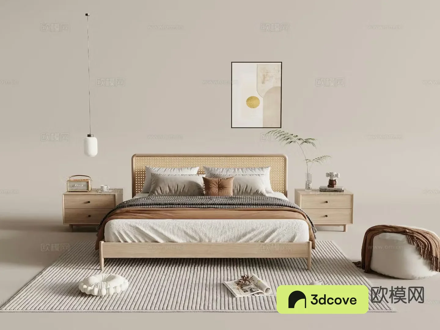 Log style double bed