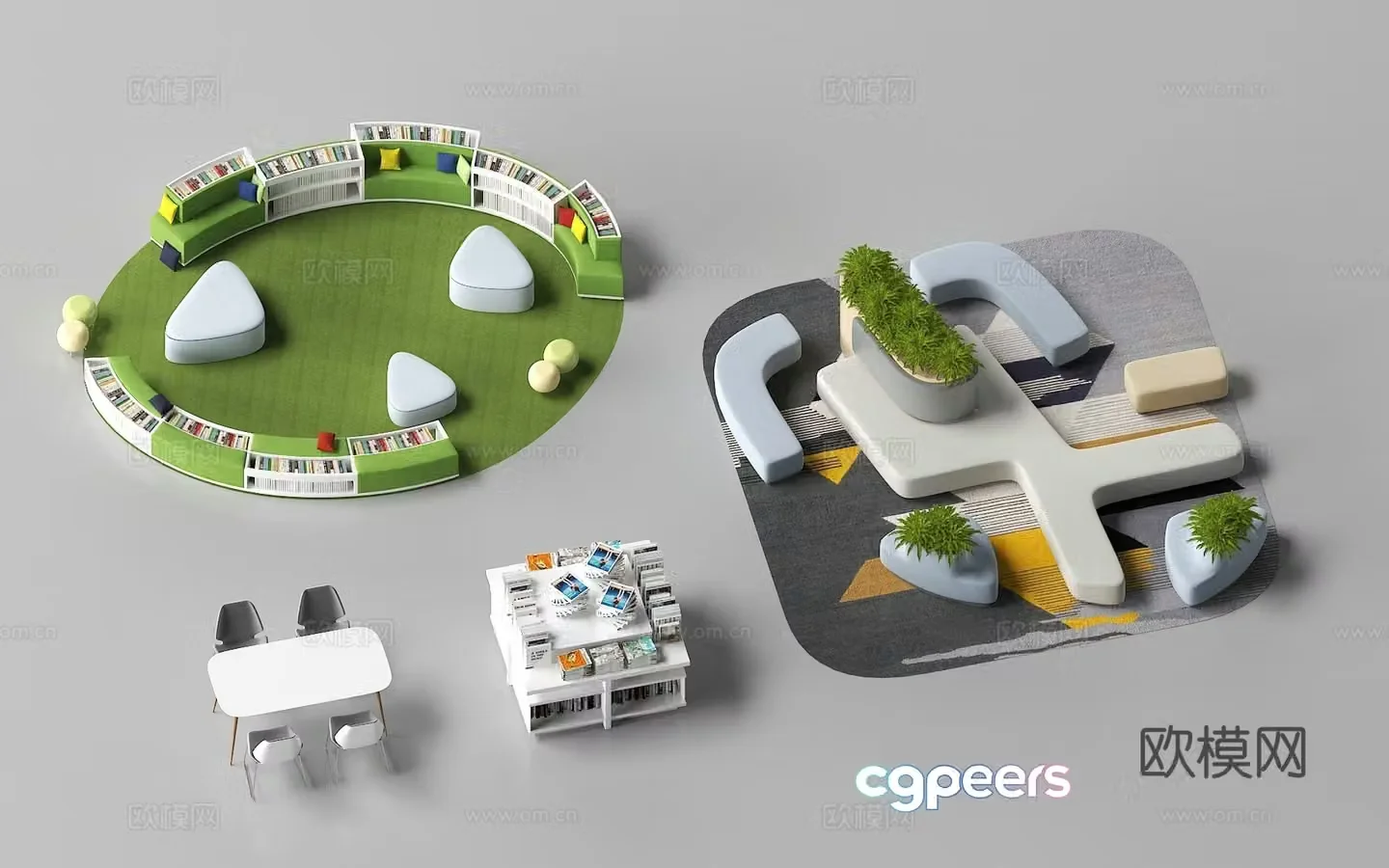 Casual bench casual table and chair 3d model