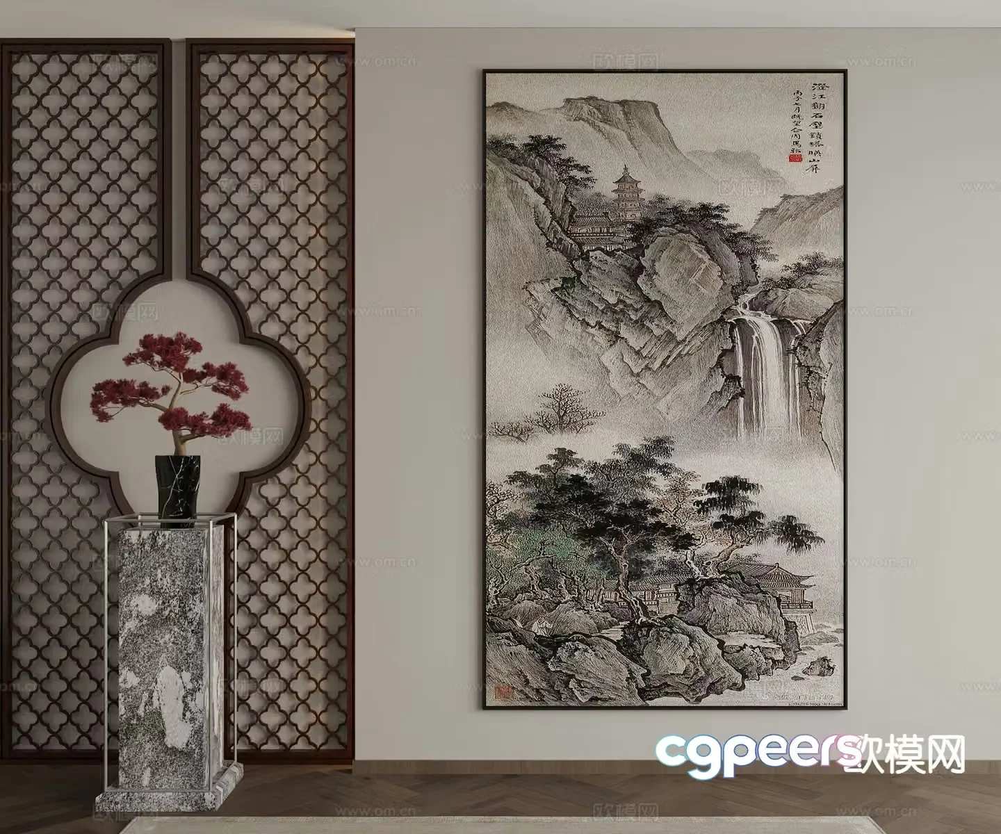 New Chinese style decorative painting Chinese painting ink painting 3D model