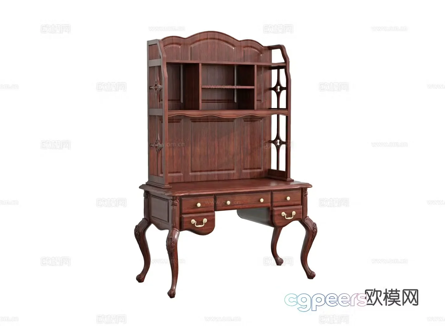 European style desk writing desk 3d model