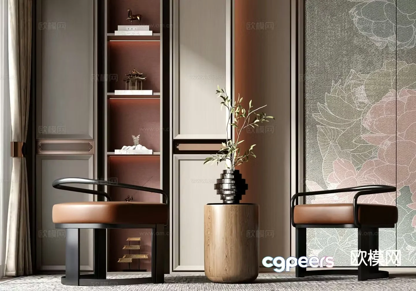 New Chinese style leisure chair 3d model