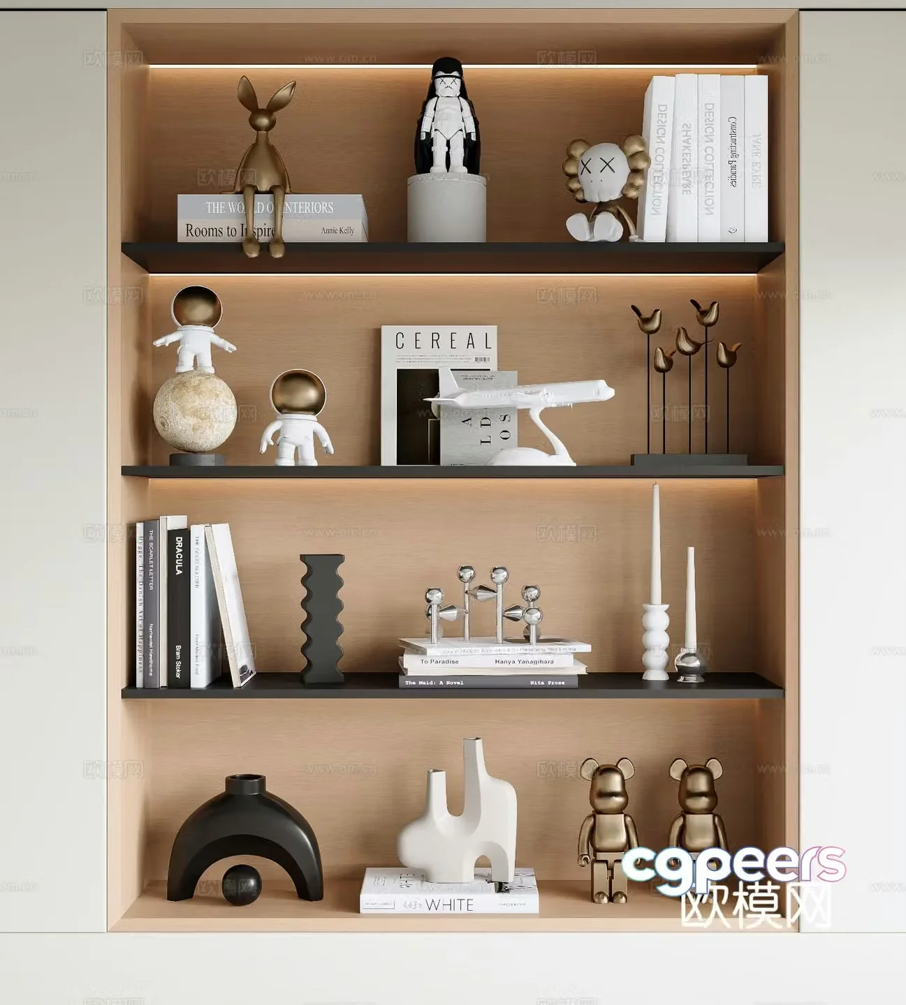 Modern decorations books crafts 3d model