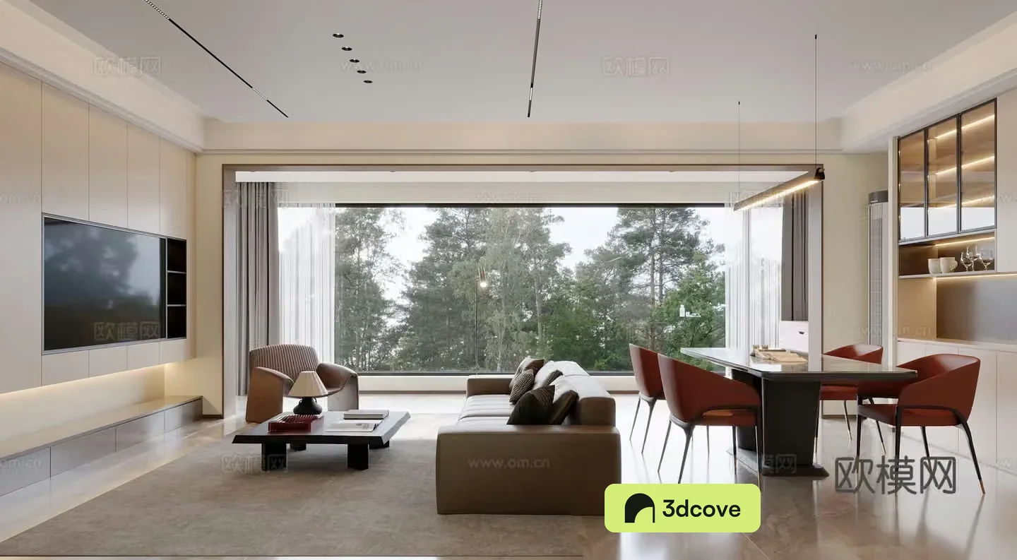 Modern living and dining room
