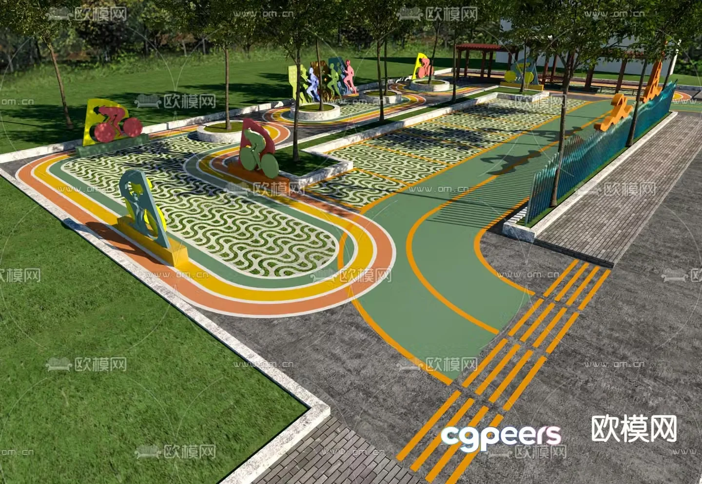 Modern park landscape 3d model